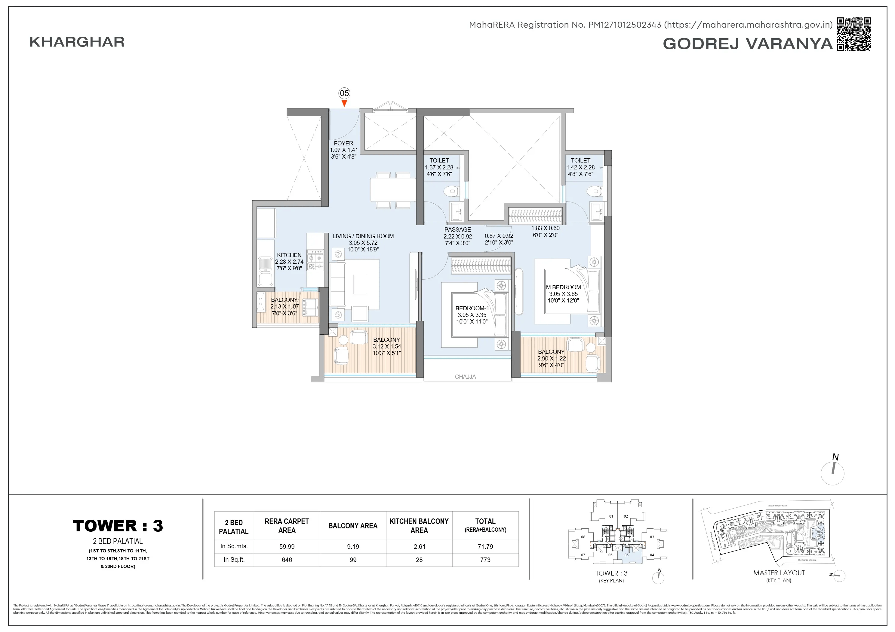 Godrej Kharghar Unit plan - 775 sq.ft.