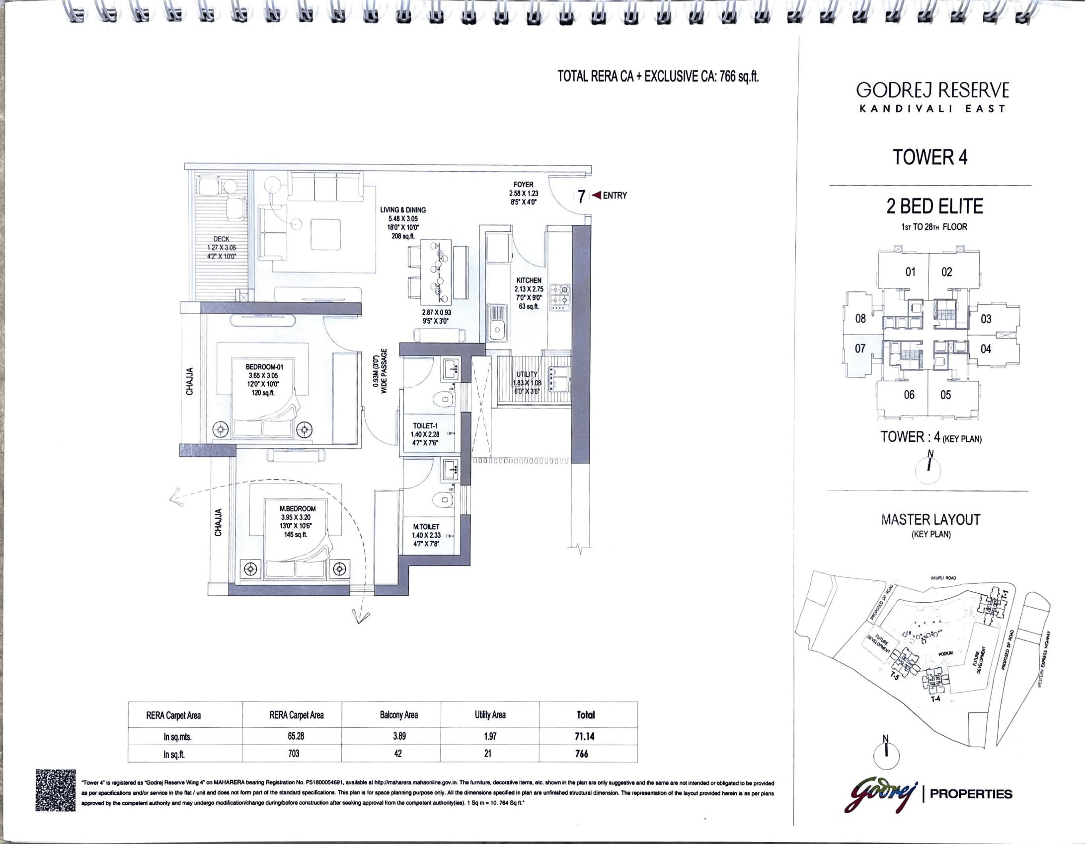 Godrej Reserve Unit plan - 766 sq.ft.