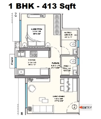 Unit plan - 413 sq.ft.