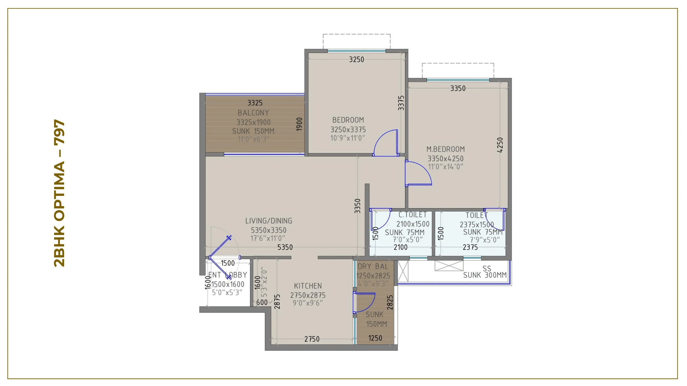Unit plan - 797 sq.ft.