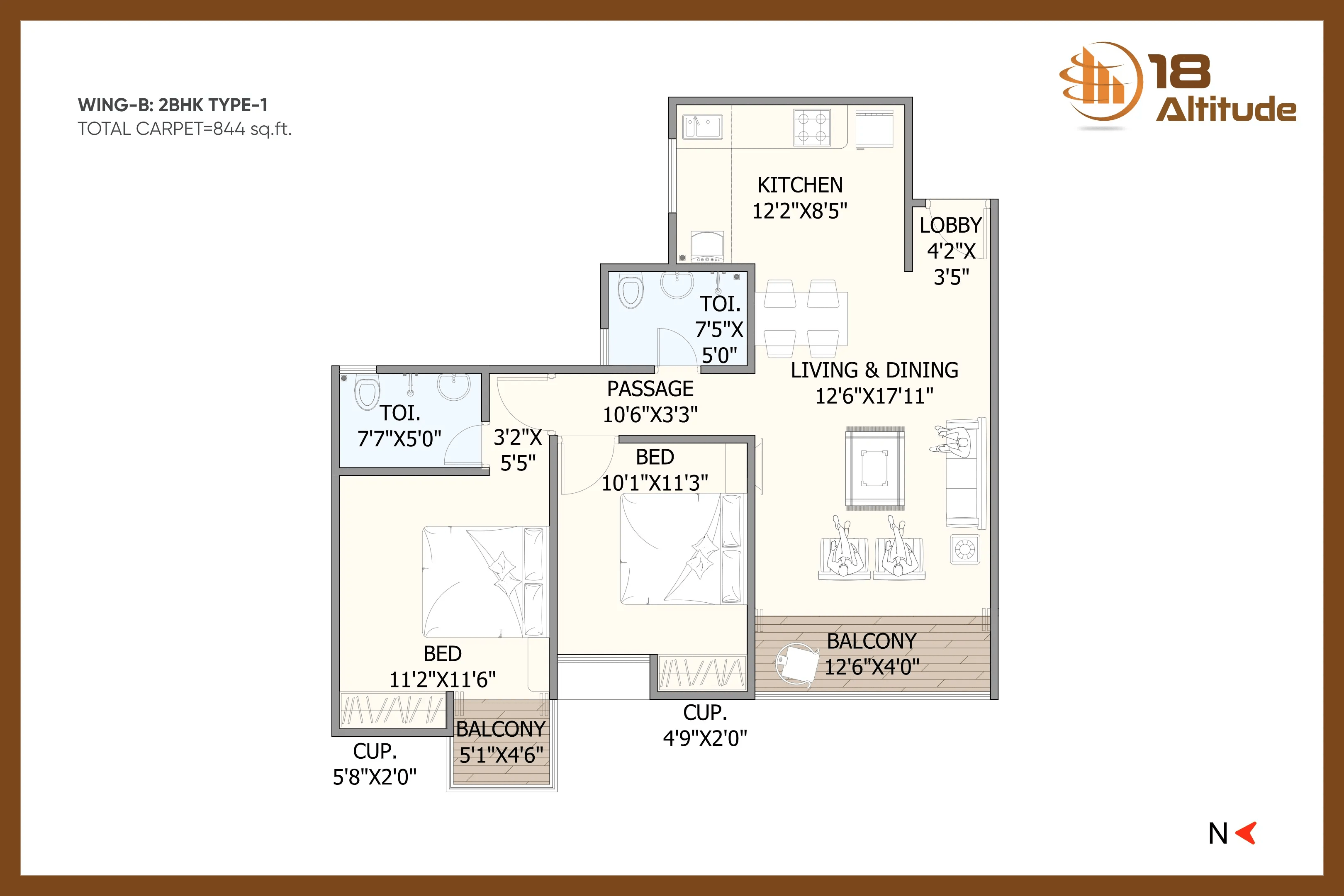 GD 18 Altitude Unit plan - 845 sq.ft.