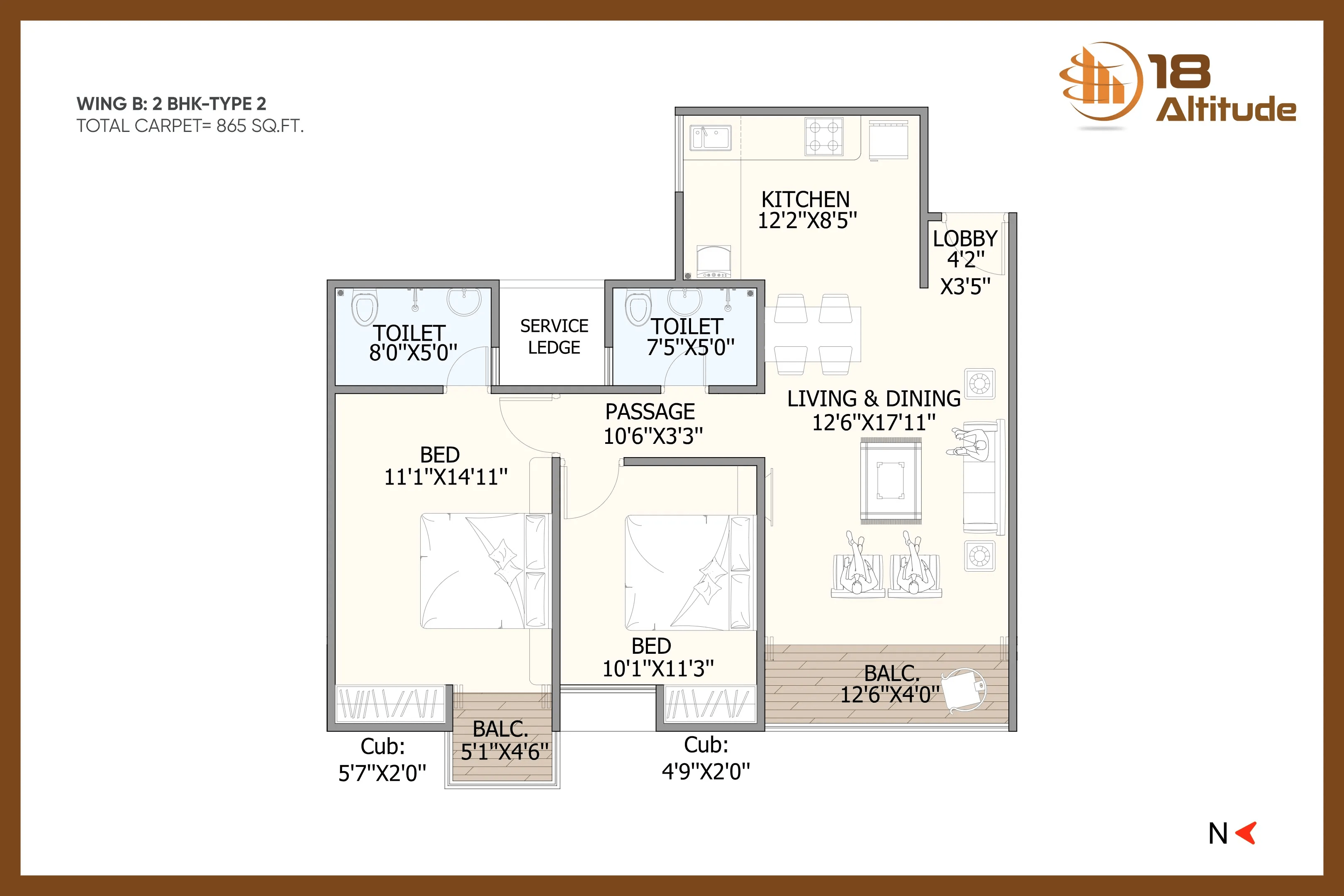 GD 18 Altitude Unit plan - 864 sq.ft.