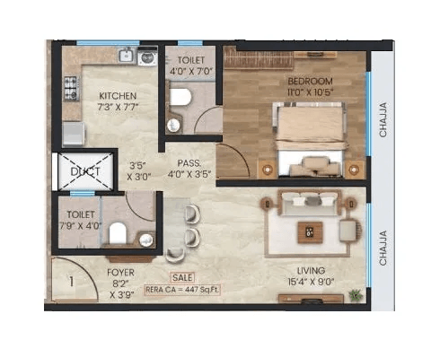 Unit plan - 447 sq.ft.