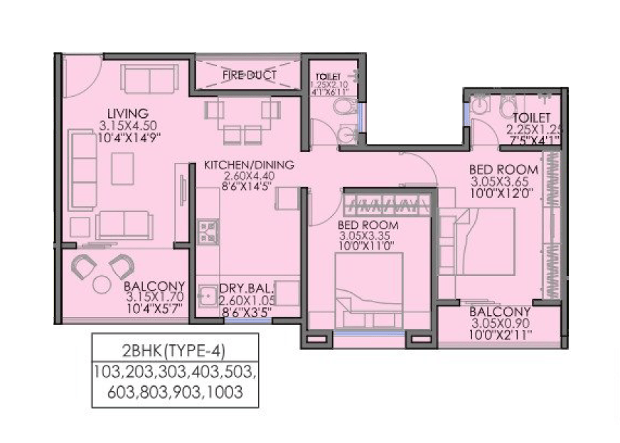 Aswani Pleroma Greens Unit plan - 751 sq.ft.
