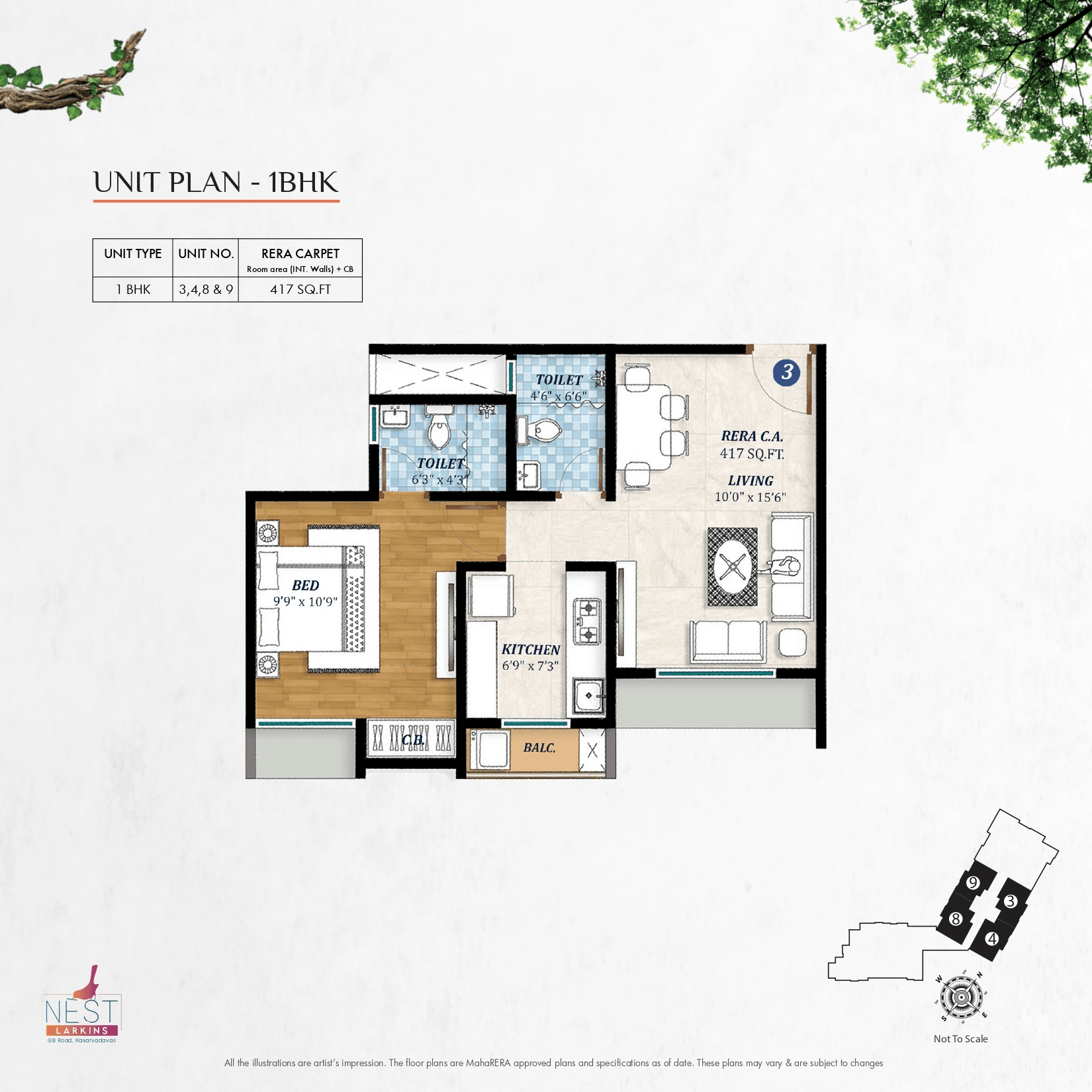Larkins Nest Unit plan - 417 sq.ft.