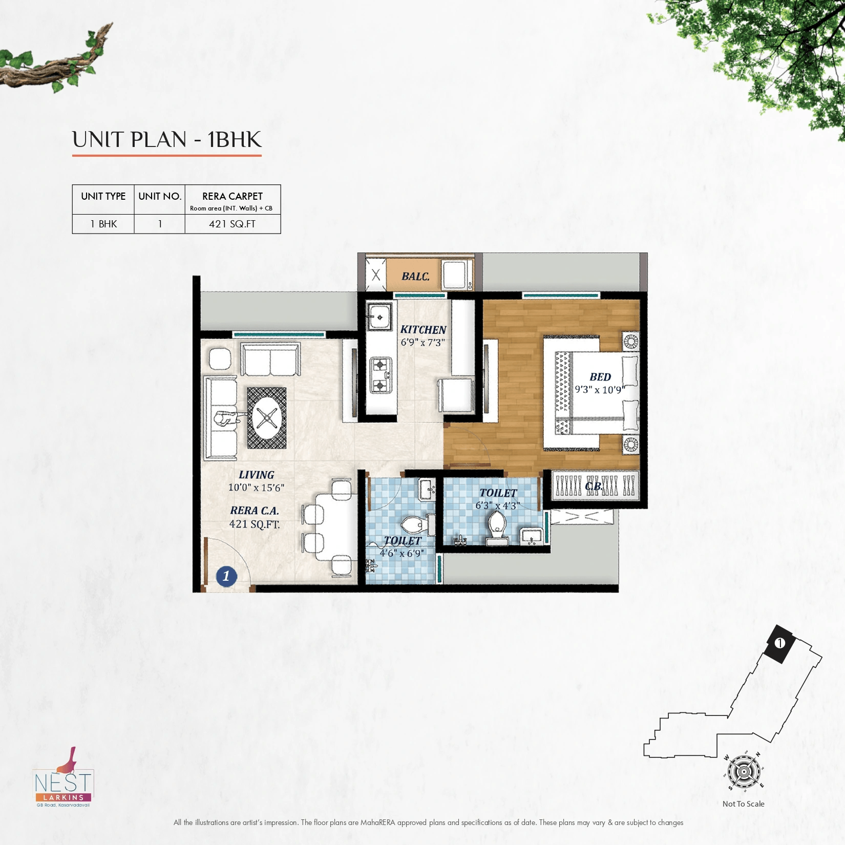 Larkins Nest Unit plan - 421 sq.ft.