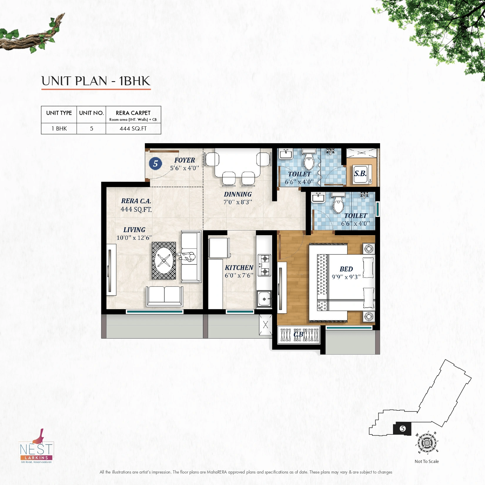 Larkins Nest Unit plan - 444 sq.ft.