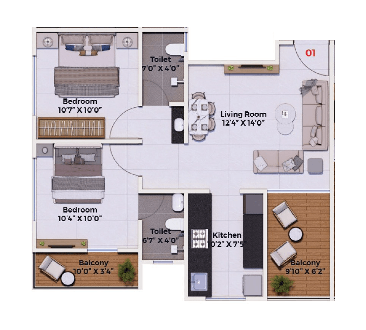 Unit plan - 685 sq.ft.