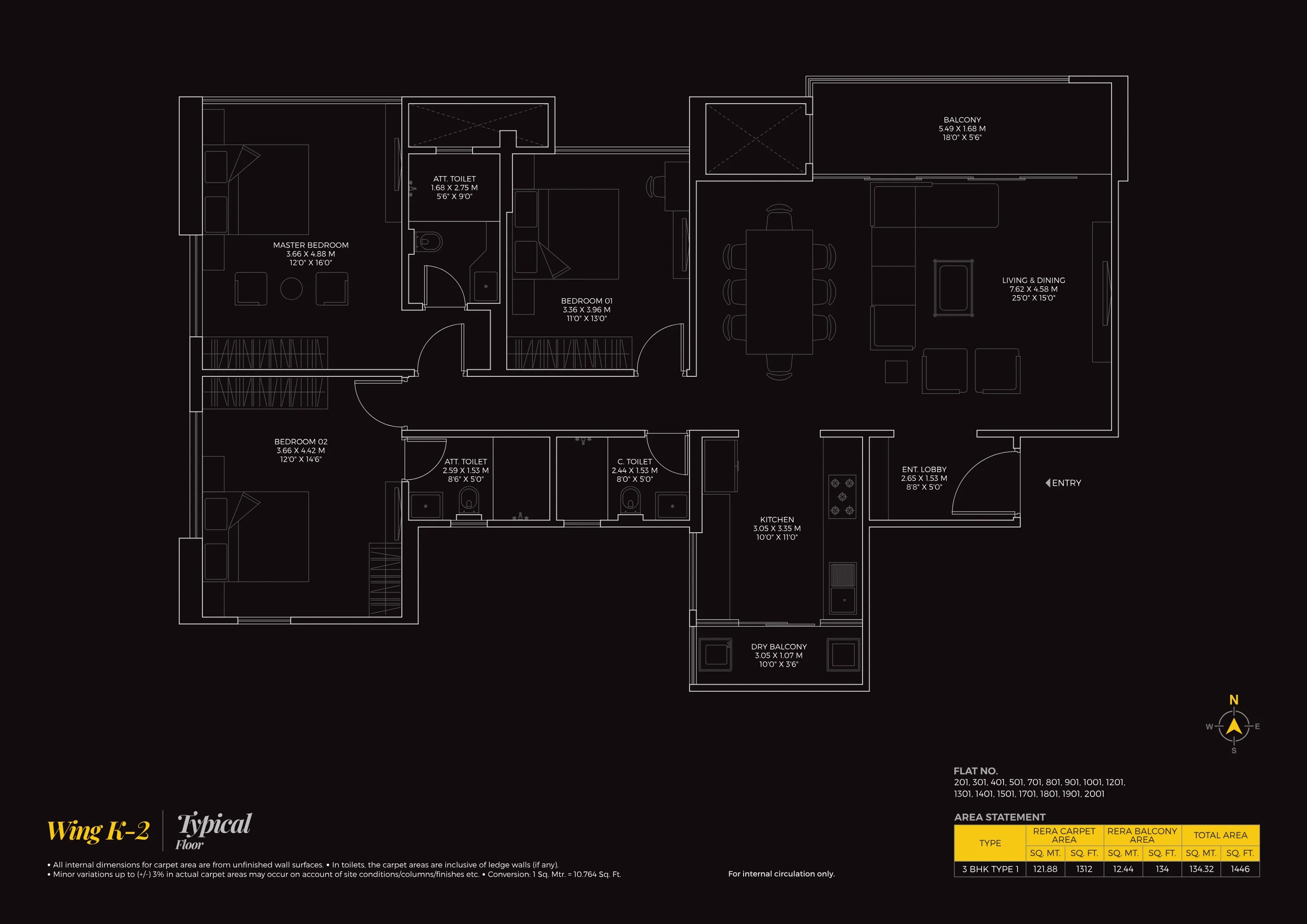 Tayal Envogue 1 Unit plan - 1446 sq.ft.