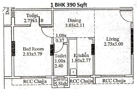 Unit plan - 390 sq.ft.