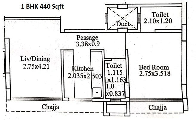 Rishabh Rajkamal Park Unit plan - 440 sq.ft.
