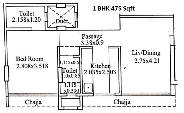 Rishabh Rajkamal Park Unit plan - 475 sq.ft.