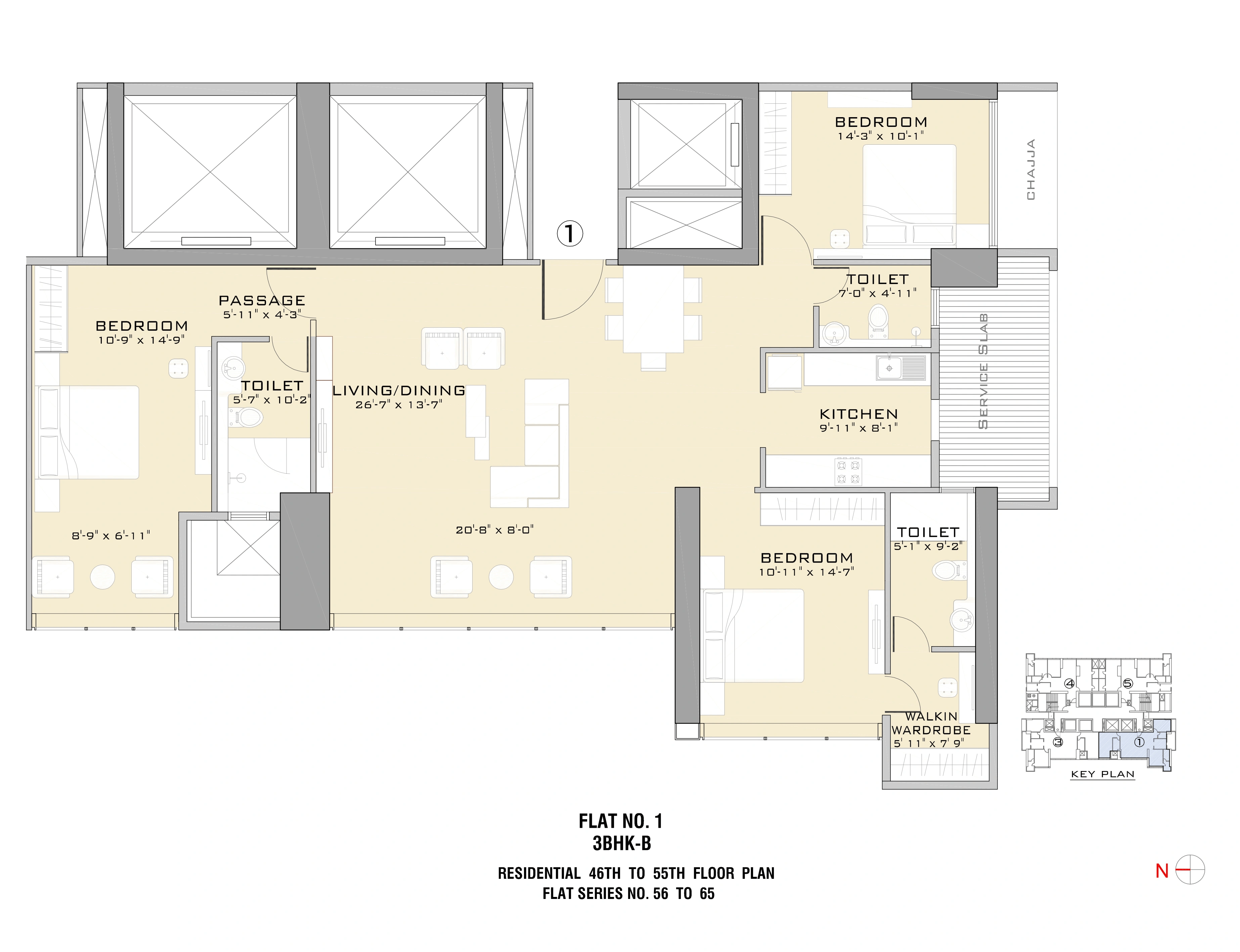Ruparel Ariana Unit plan - 1413 sq.ft.