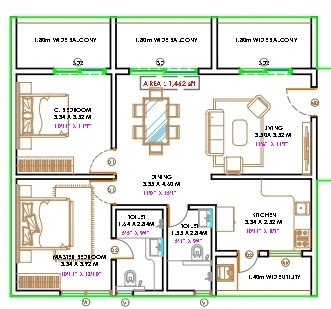 Unit plan - 1052 sq.ft.