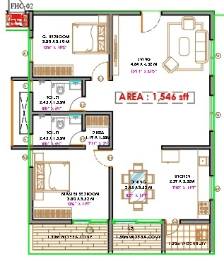 Candeur Eternia Unit plan - 1113 sq.ft.