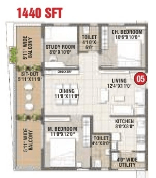 Svadha Mackenna Unit plan - 1008 sq.ft.