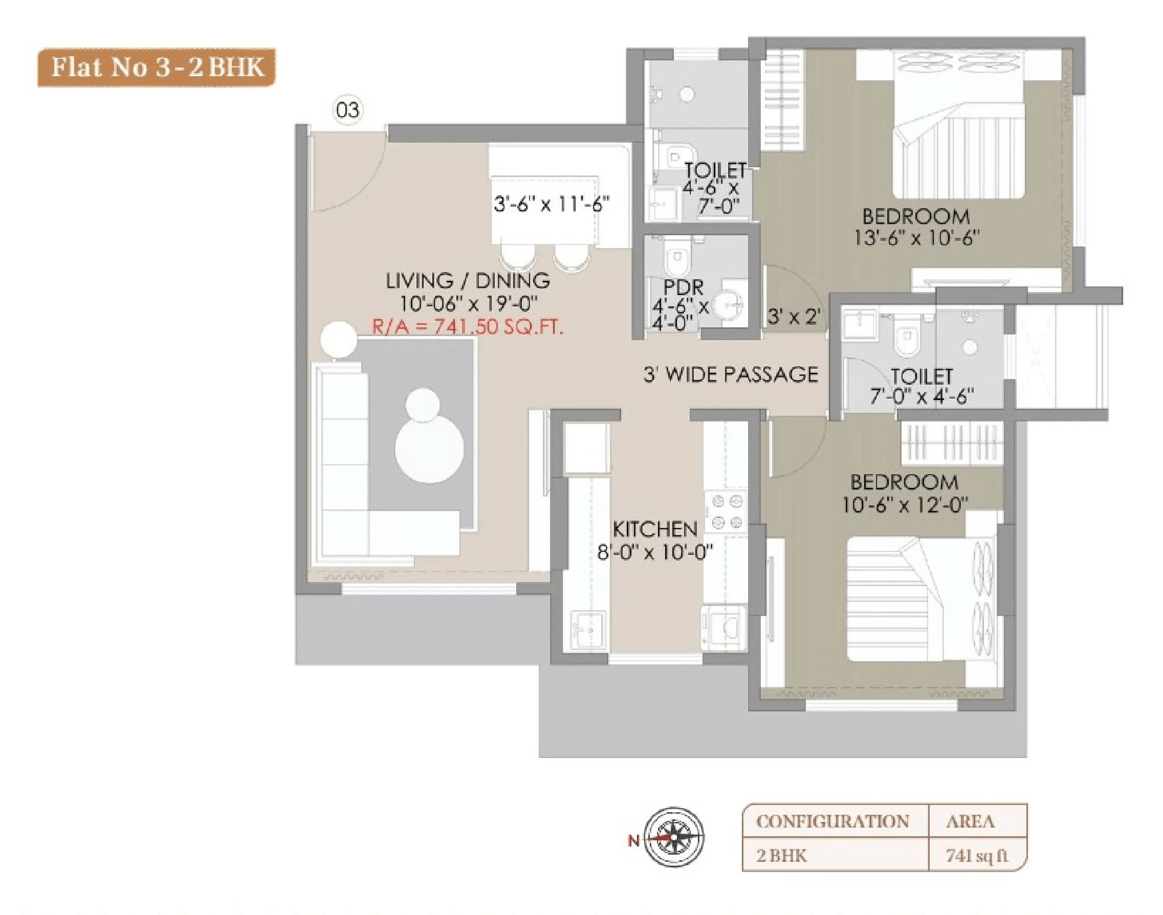 Navkar Palace Unit plan - 741 sq.ft.