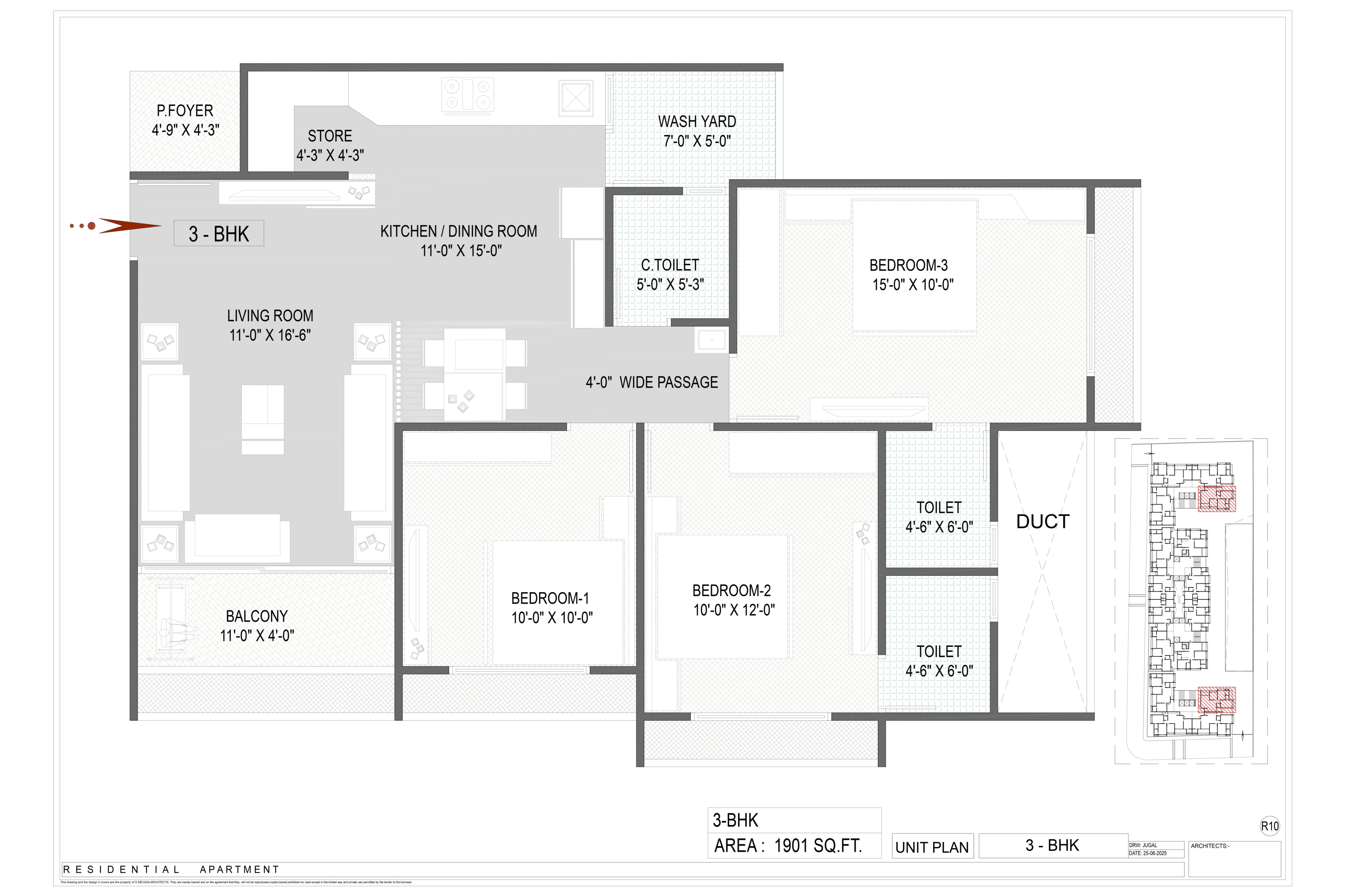 Unit plan - 1020 sq.ft.