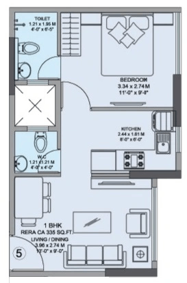 MK Harmony Unit plan - 335 sq.ft.
