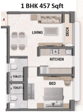 MK Crown Unit plan - 457 sq.ft.
