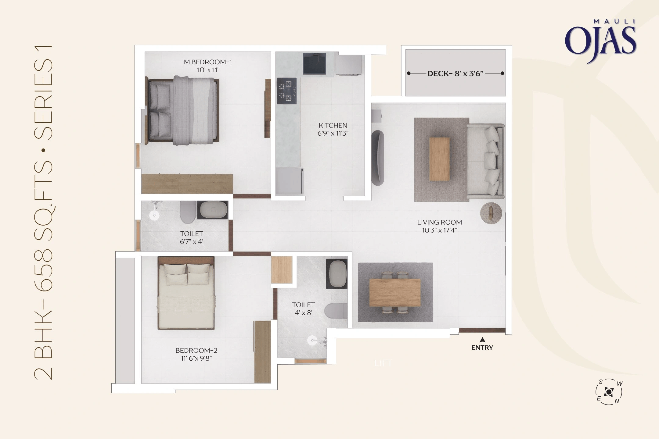Mauli Ojas Unit plan - 658 sq.ft.