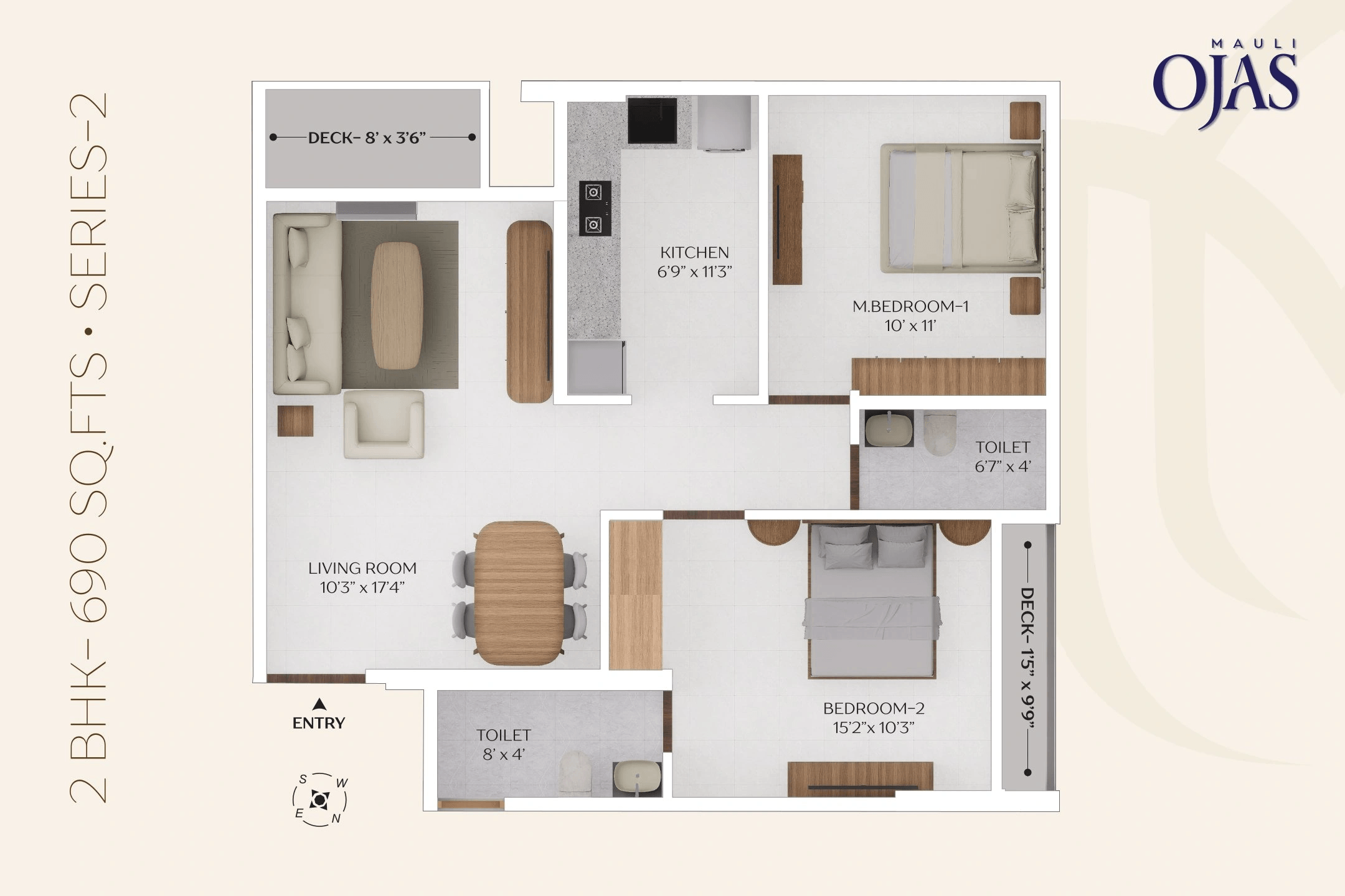 Mauli Ojas Unit plan - 690 sq.ft.