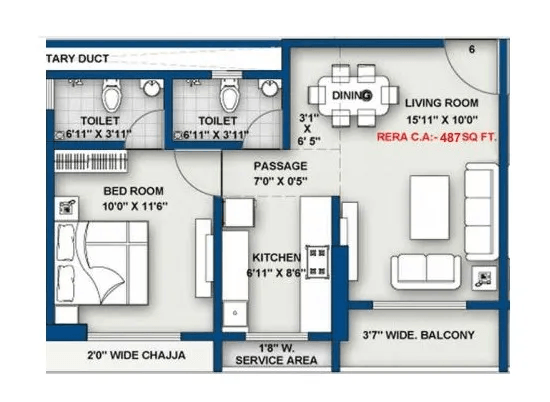 Shraddha Gold Crest Unit plan - 487 sq.ft.