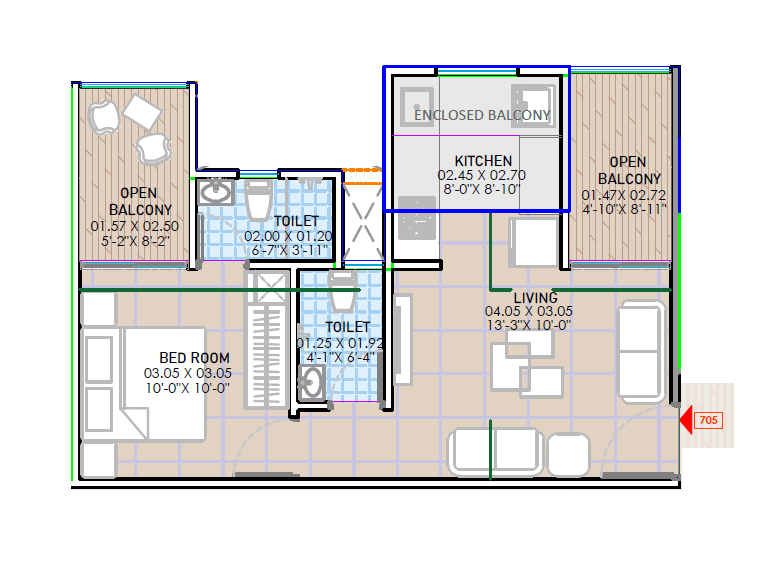Unit plan - 482 sq.ft.