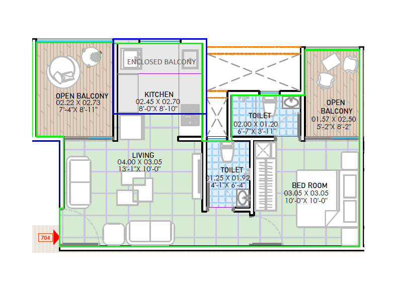 Vista Vivanta Unit plan - 502 sq.ft.