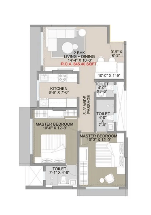 Navkar Elegance Unit plan - 645 sq.ft.