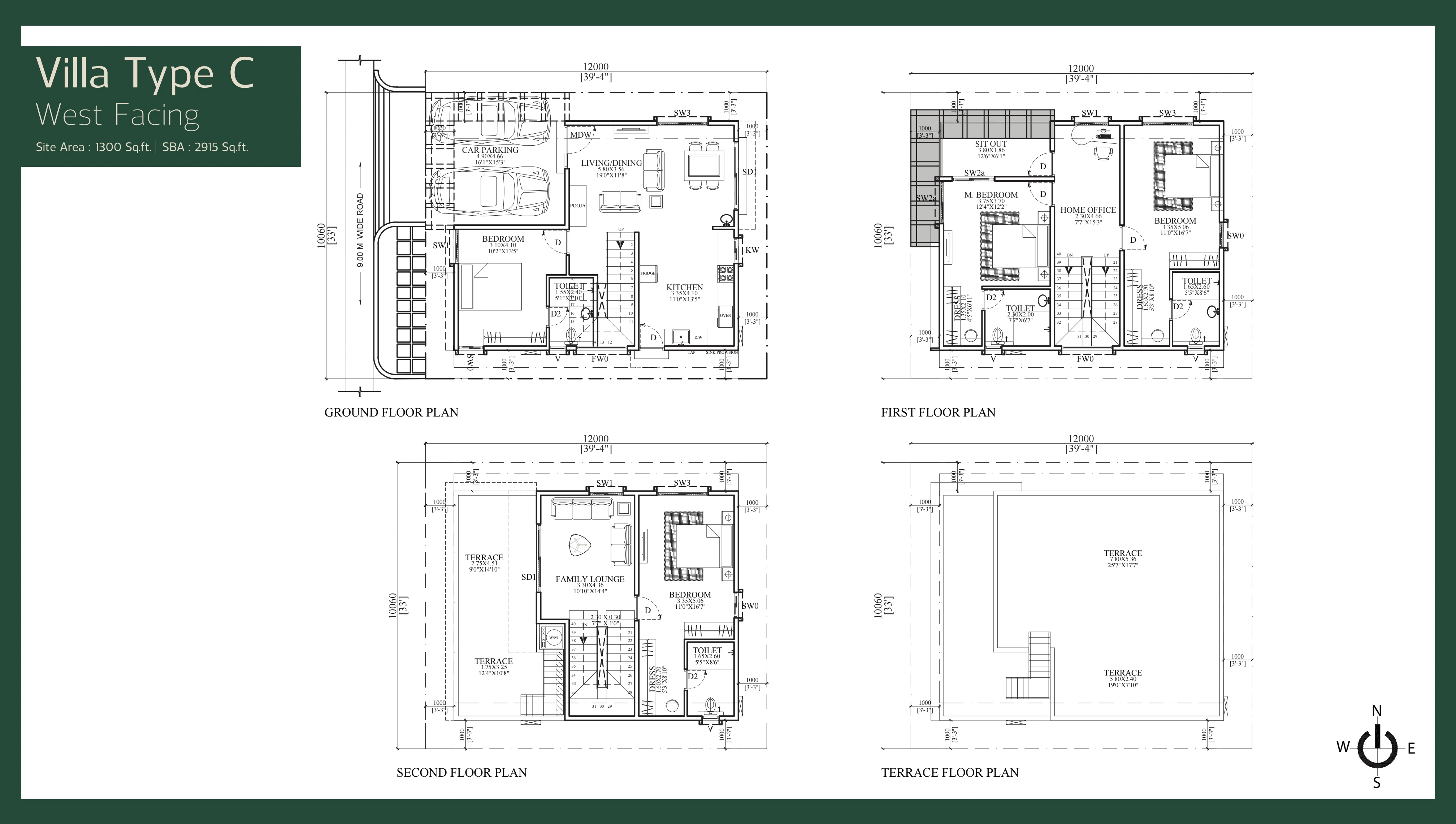 Trifecta Verde En Resplandor Unit plan - 1300 sq.ft.
