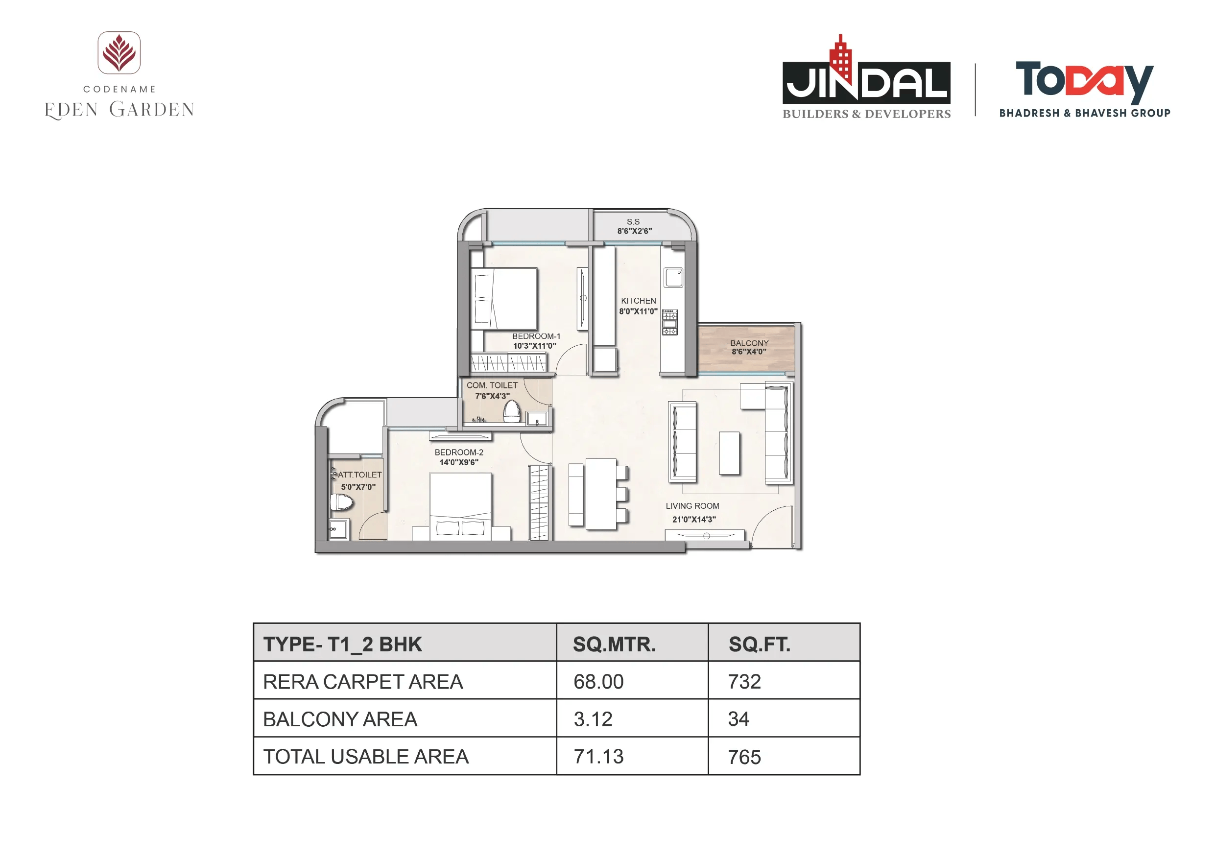 Unit plan - 766 sq.ft.