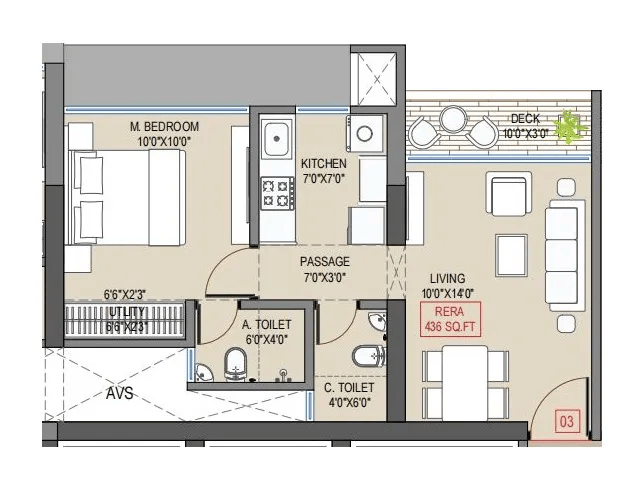 Navkarmik Shiv Vardaan Unit plan - 436 sq.ft.