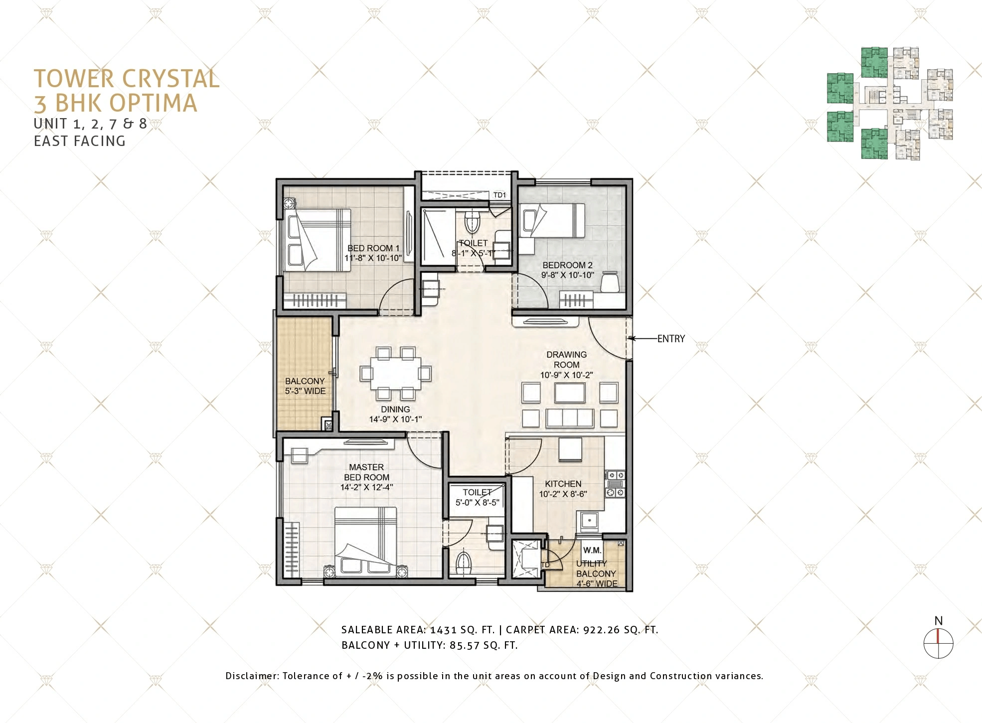 Unit plan - 922 sq.ft.