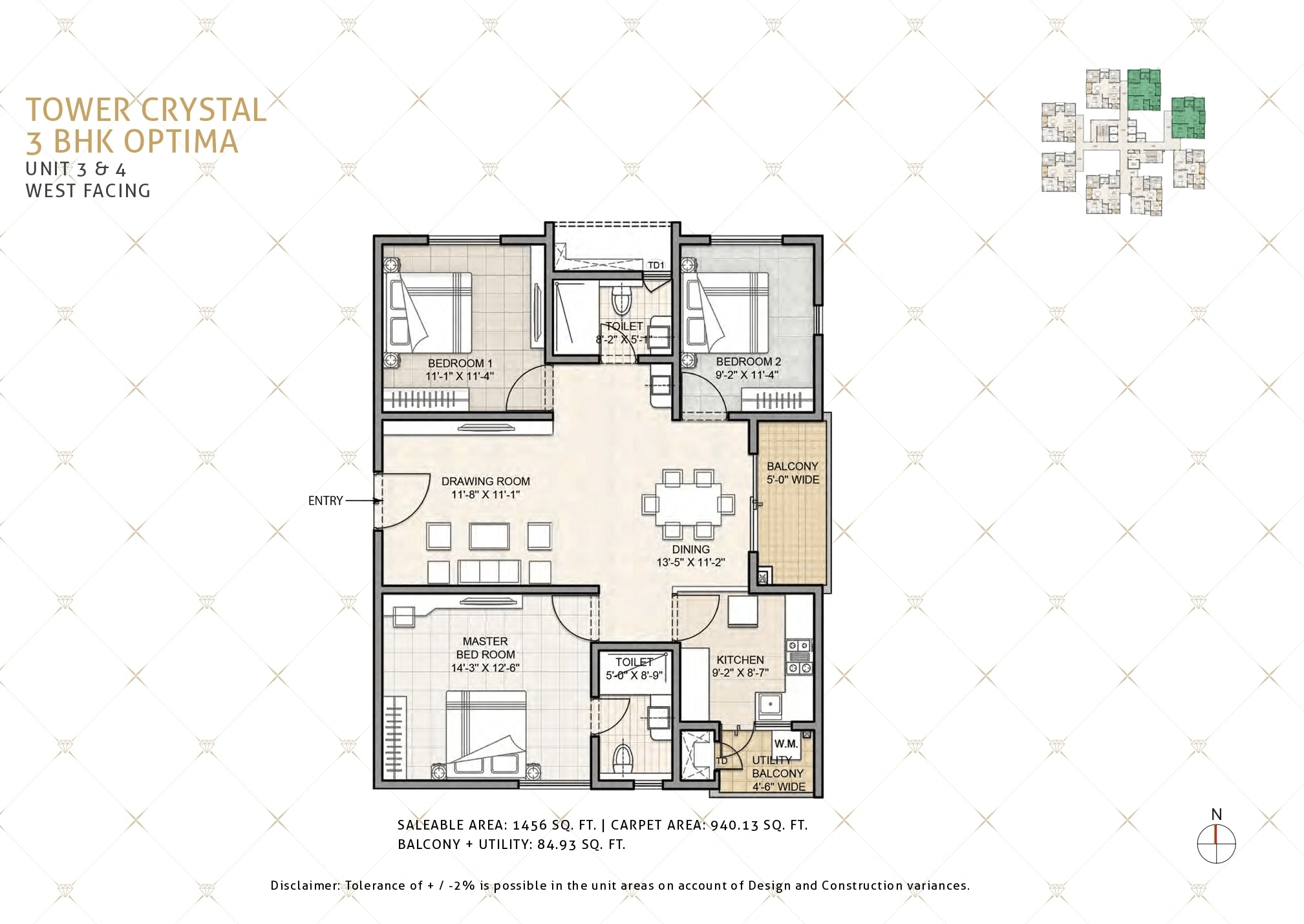 Kohinoor by Auro Reality Unit plan - 940 sq.ft.