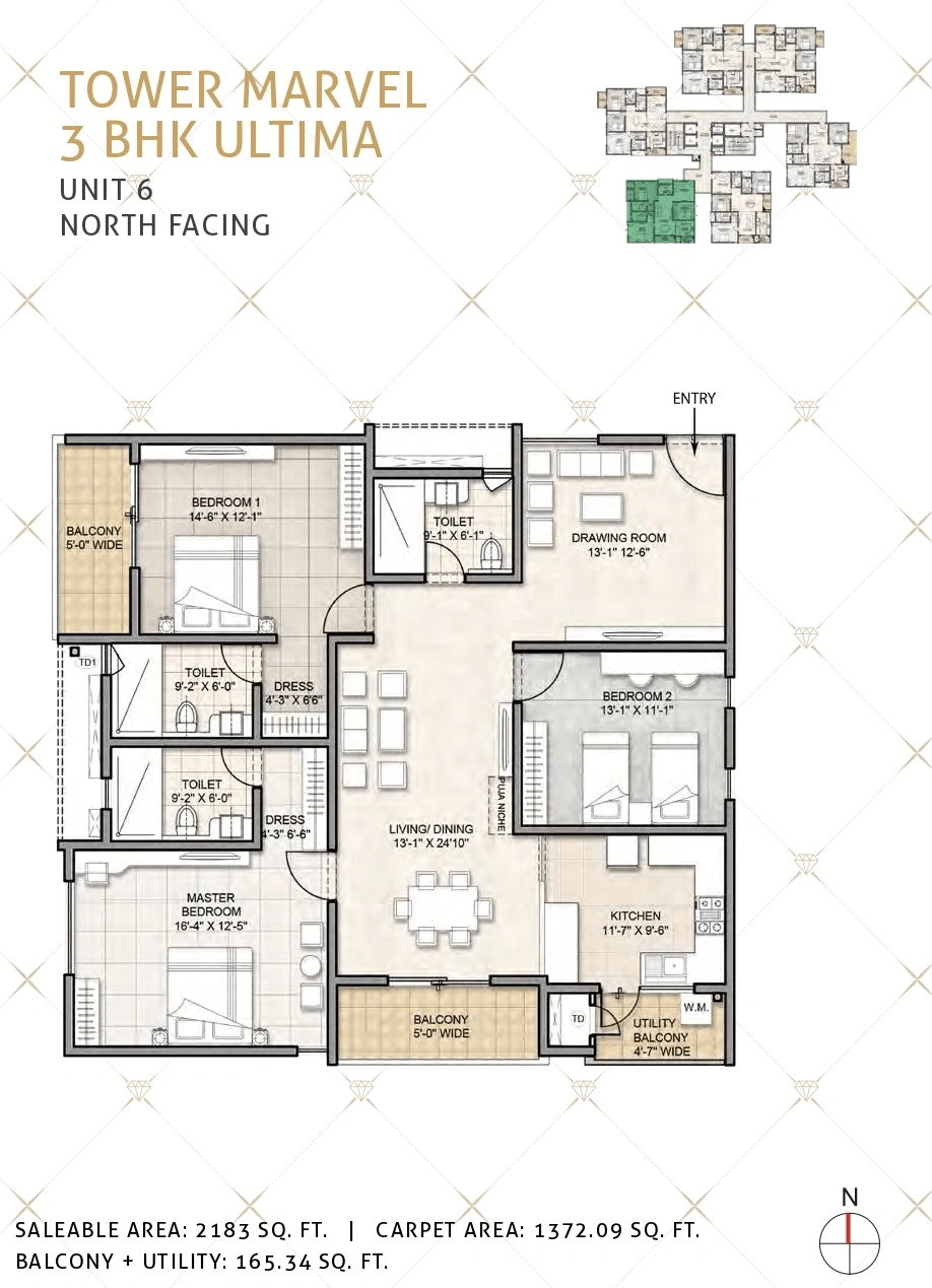 Kohinoor by Auro Reality Unit plan - 1372 sq.ft.