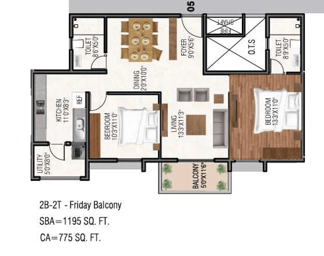 GRC Sapphire Springs Unit plan - 775 sq.ft.
