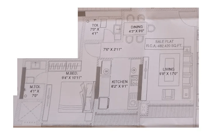 Unit plan - 482 sq.ft.