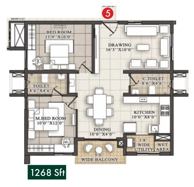 Bhavya Tulasivanam Avani Unit plan - 810 sq.ft.