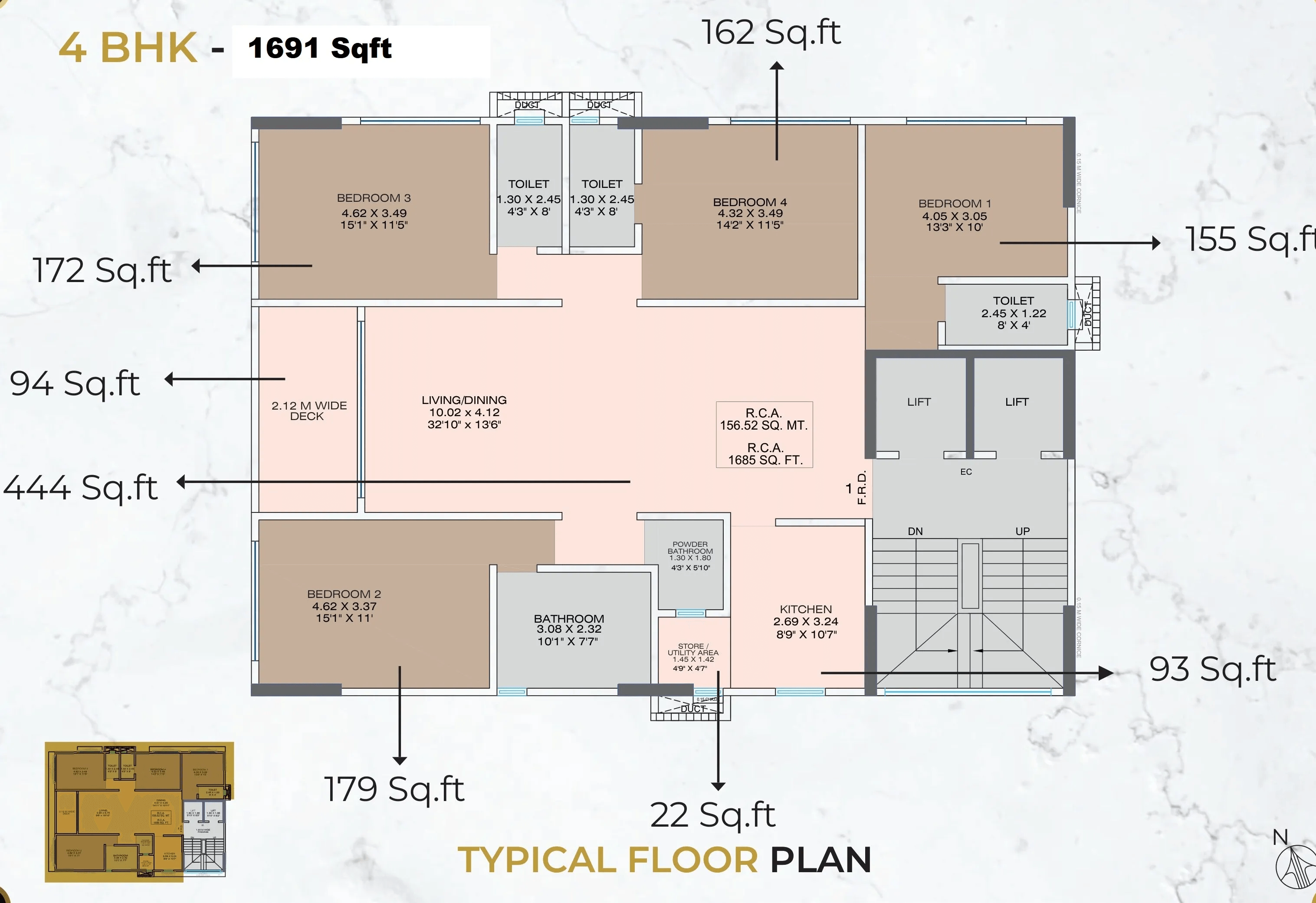Unit plan - 1691 sq.ft.