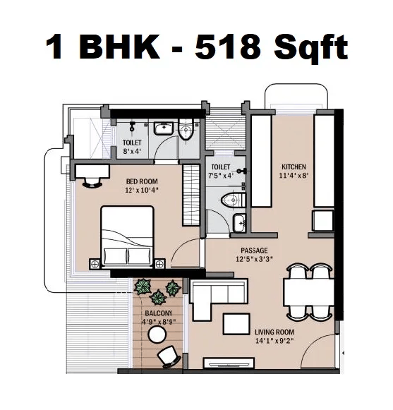 Unit plan - 518 sq.ft.