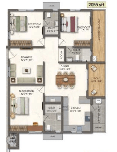 Lansum El Palacio Unit plan - 1438 sq.ft.