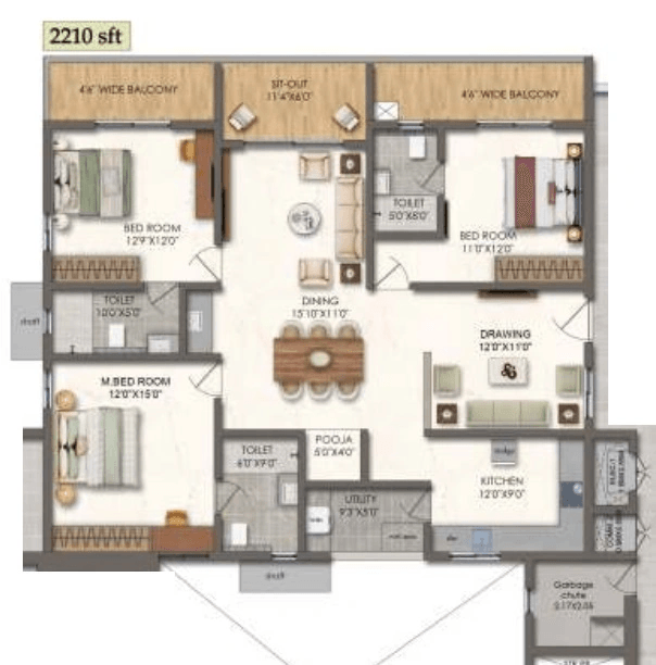 Lansum El Palacio Unit plan - 1547 sq.ft.
