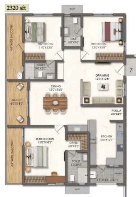 Lansum El Palacio Unit plan - 1624 sq.ft.