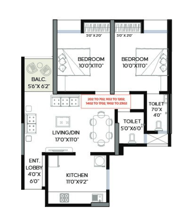 Unit plan - 701 sq.ft.