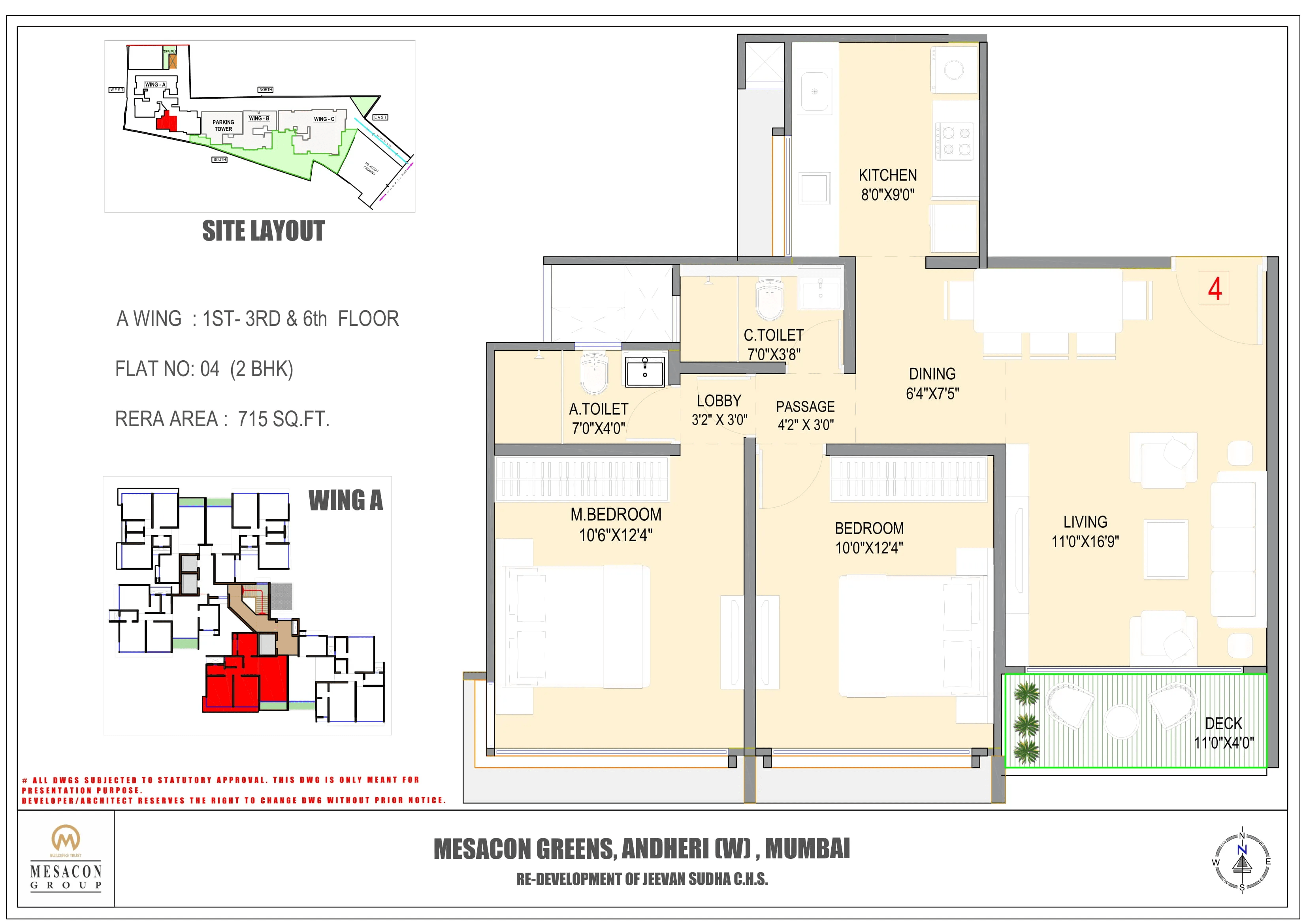 Mesacon Greens Unit plan - 715 sq.ft.