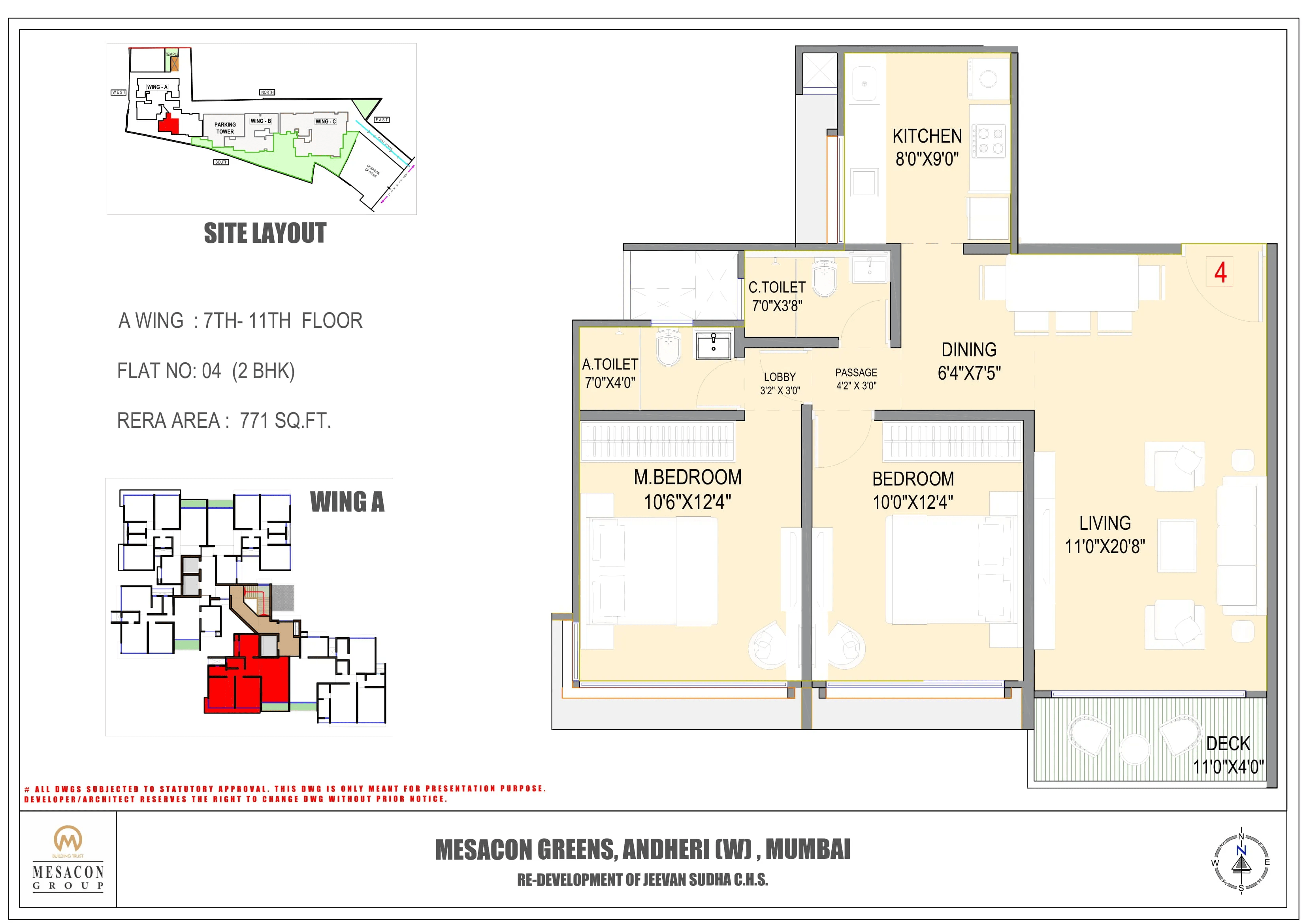 Mesacon Greens Unit plan - 772 sq.ft.