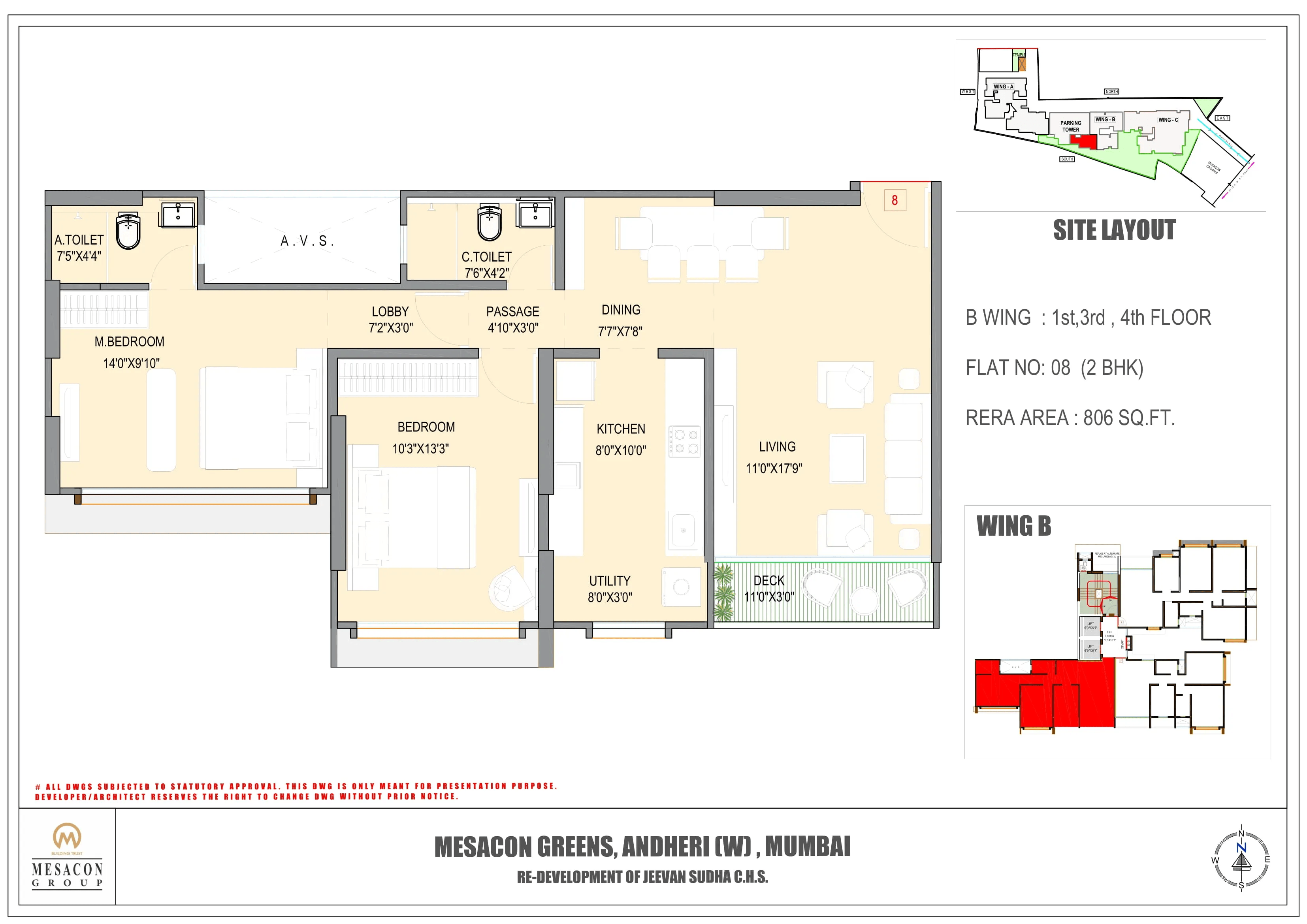 Mesacon Greens Unit plan - 806 sq.ft.