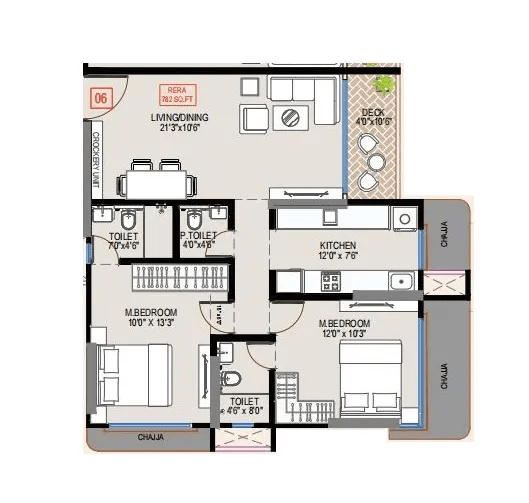 Bhoomi Amogh Unit plan - 782 sq.ft.