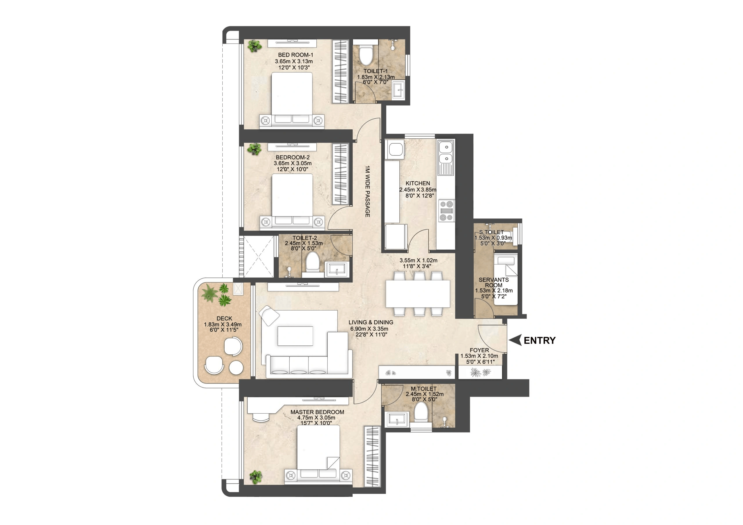 Unit plan - 1239 sq.ft.
